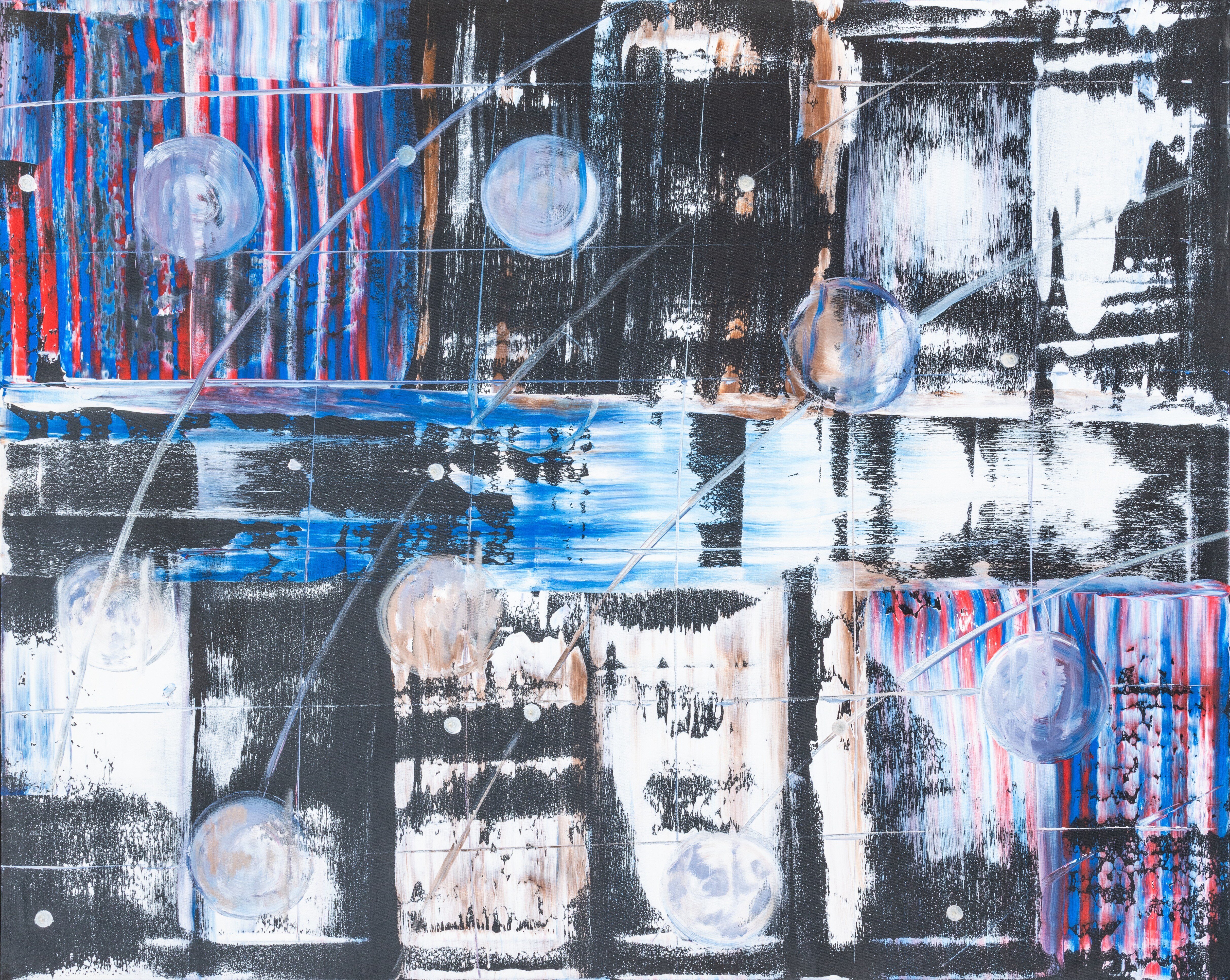 24037 – ferne Welten, Acryl Spachteltechnik, 150 × 120 cm
