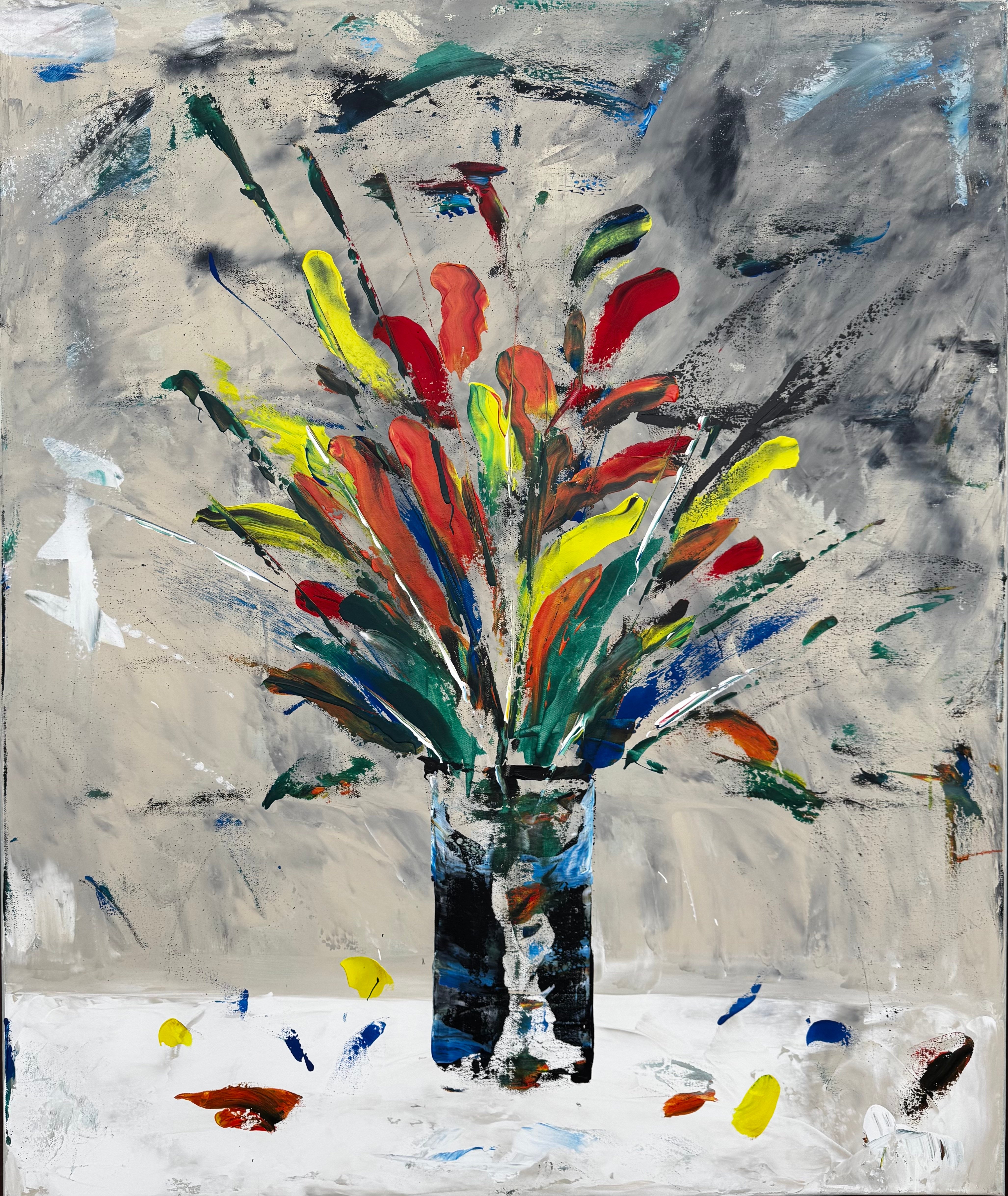 25003 – Blumen in der Vase, Acryl Abstrakt, 100 × 120 cm