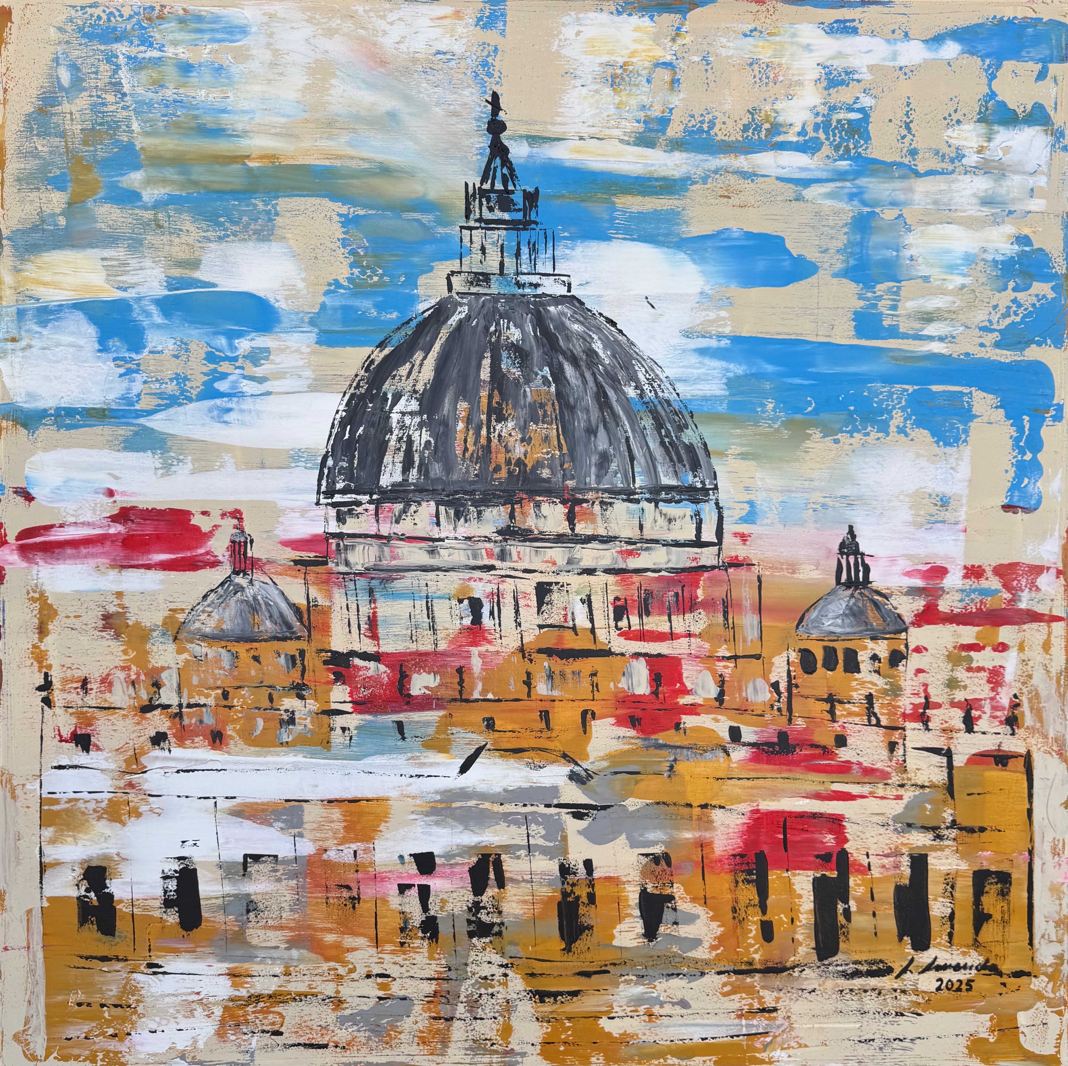 25024 – Petersdom, Acryl Abstrakt, 120 × 120 cm