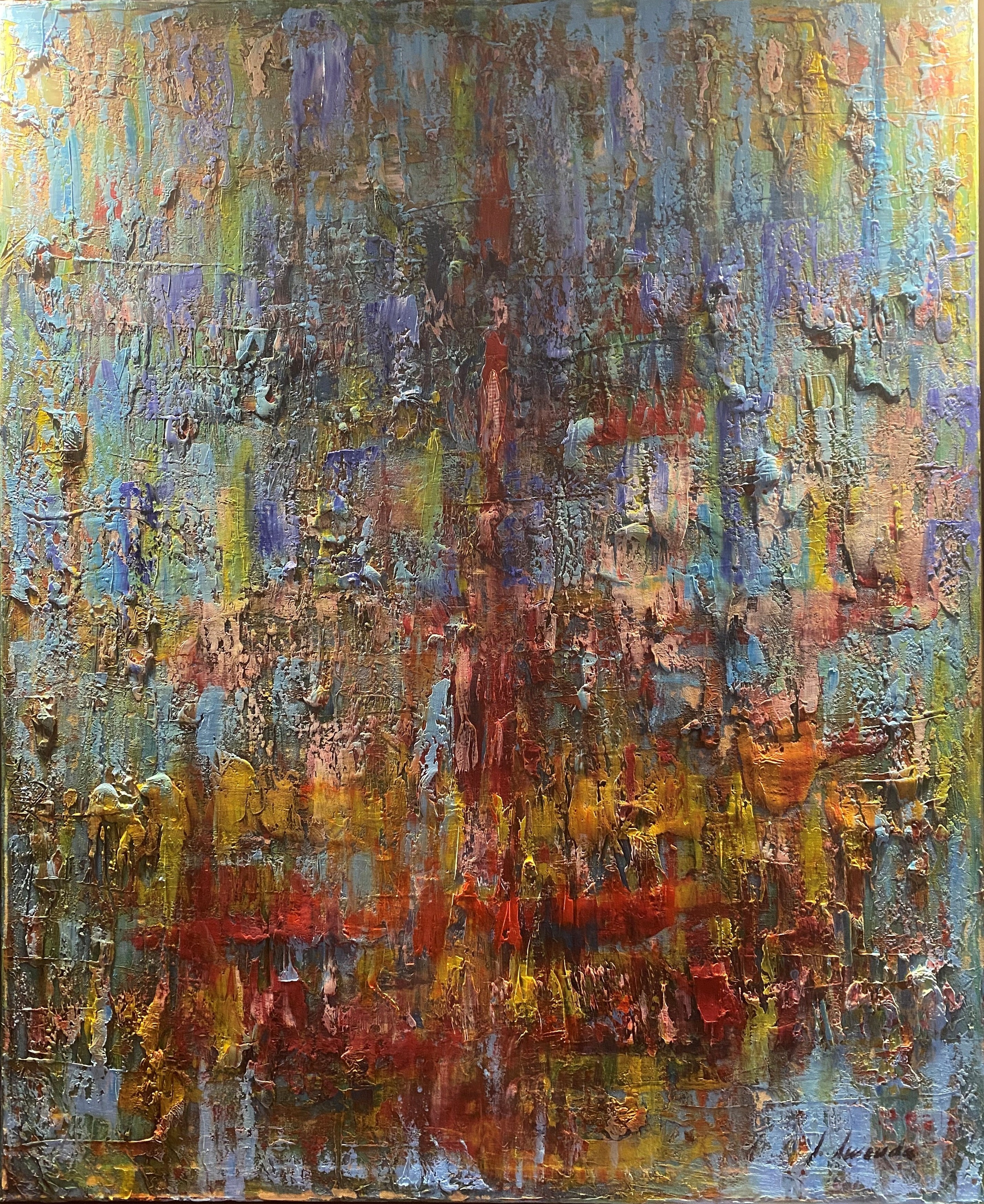 26003 – world on fire, Öl Abstrakt, 110 × 90 cm