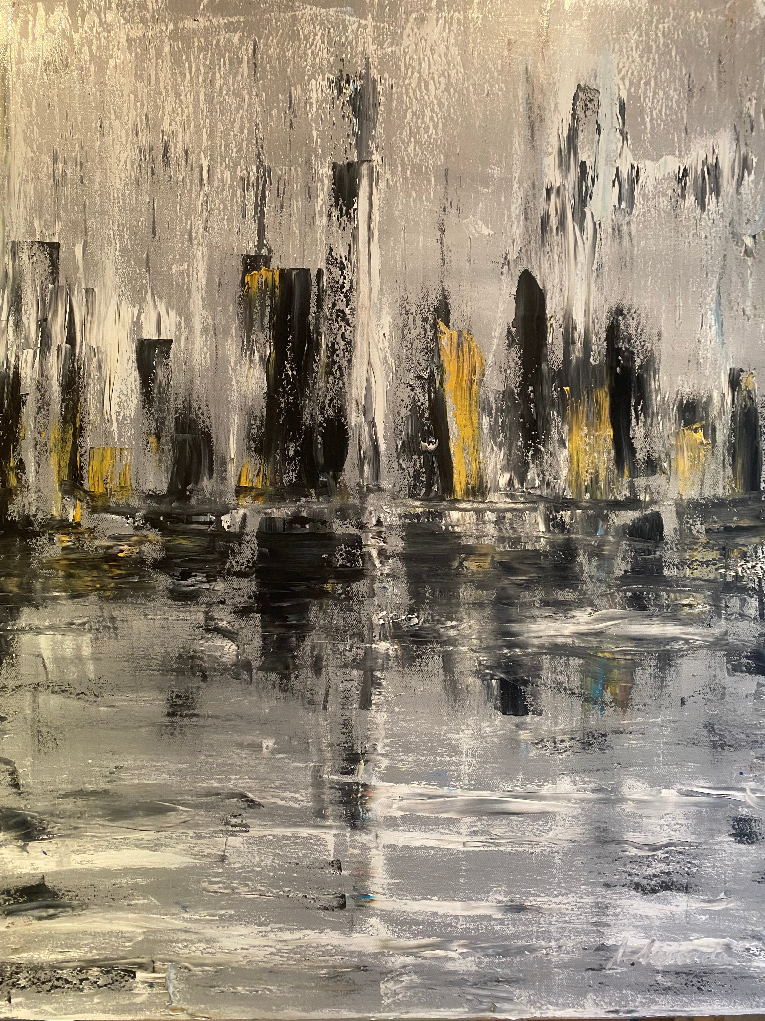 26008 – Stadt am Meer, Öl, 100 × 80 cm