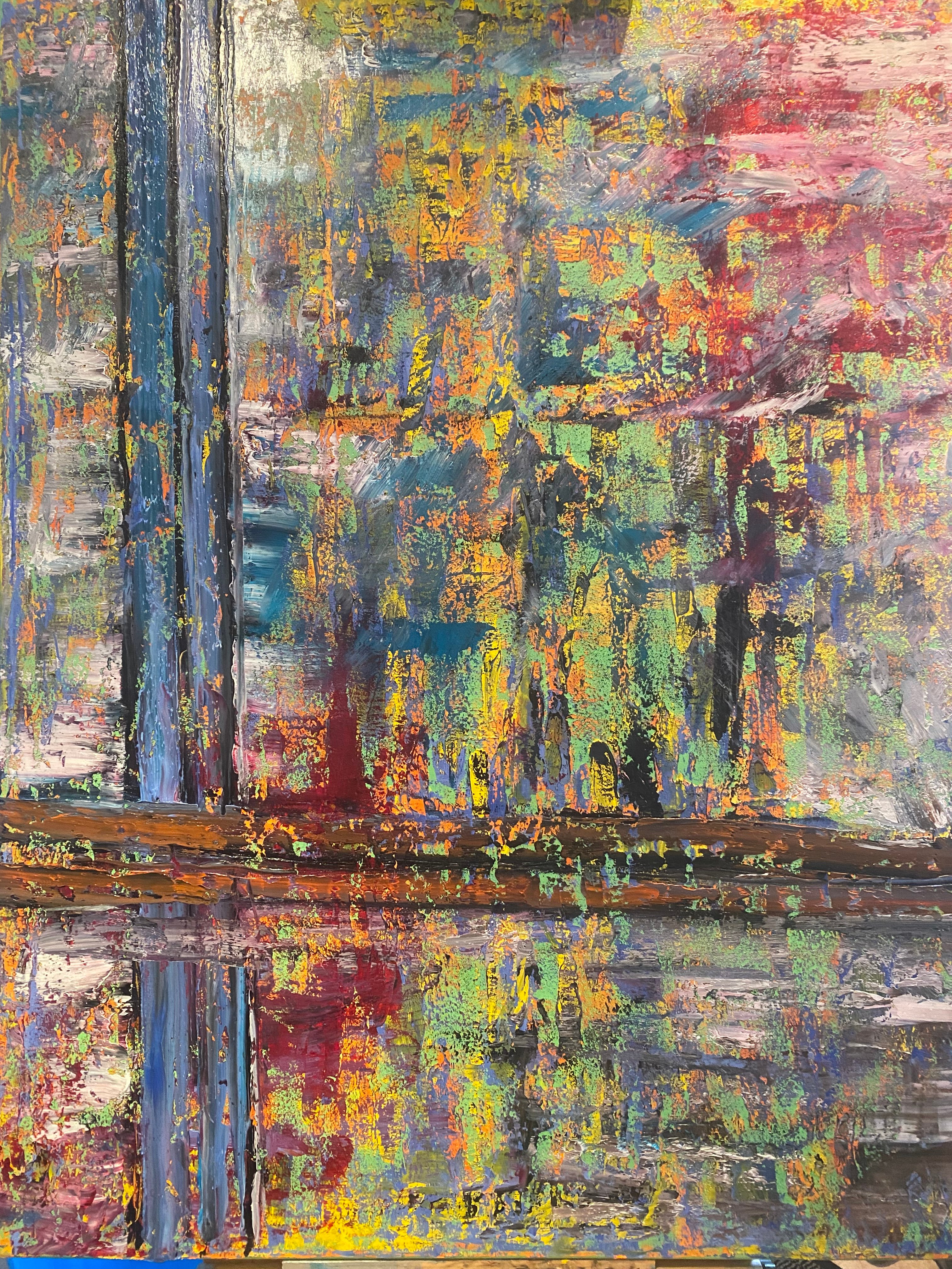 26017 – horizontal trifft vertikal, Öl, 120 × 100 cm